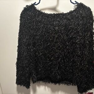 ADORA Women's Black Fuzzy Sweater